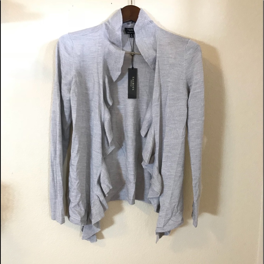 Talbots || Wool Gray Open Cardigan - Picture 1 of 7